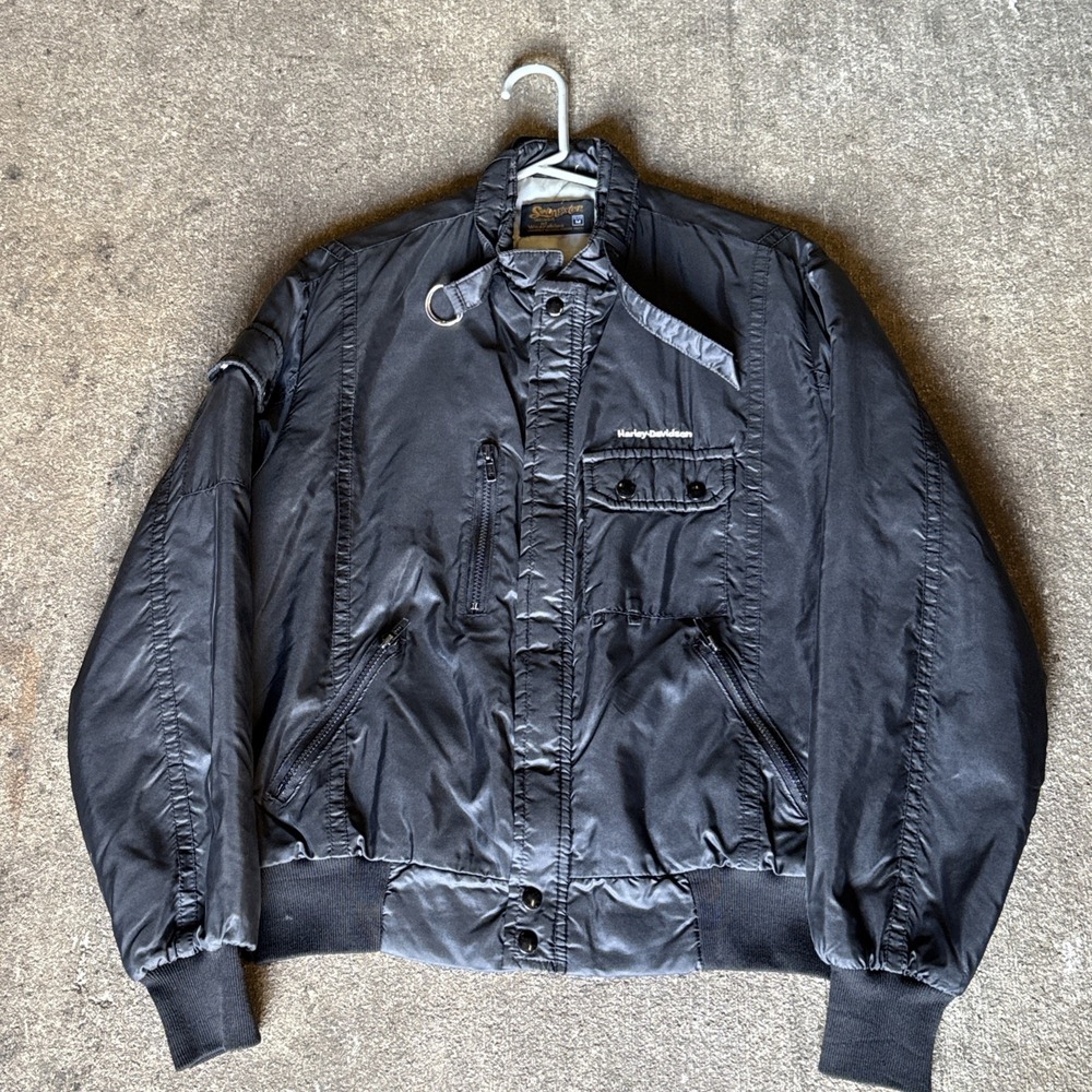 Vintage Harley Davidson Swingsters Full Zip Jacket Sz M Coat 1980s Black 80's